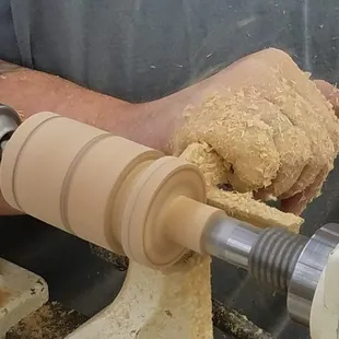 Turning wood on the lathe
