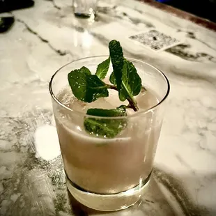 Shooting the Moon (Gin, Spiced Pear, Amontillado, Orgeat, Cinnamon)