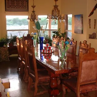 Dining room with a view of the trees along the San Pedro River