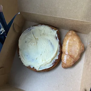 Cinnamon bun &amp; deep fried glazed croissant