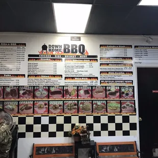 a man standing in front of a menu
