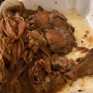 That's supposed to be brisket and pulled pork.