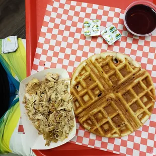Pulled chicken &amp; waffle