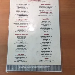 a menu on a table