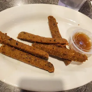 Scrapple fries with apple butter to dip in