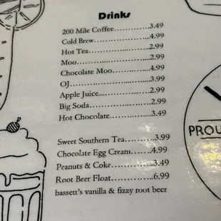 Drink menu
