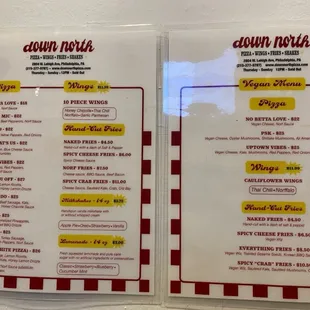 menu and prices