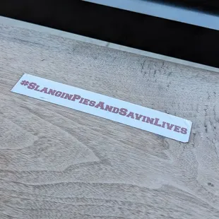 a sticker on a window sill