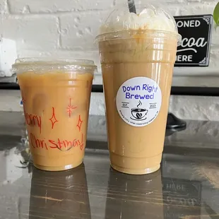 Peppermint Red Line and Caramel Apple Latte