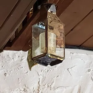 a light hanging from the ceiling