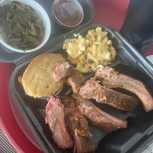 Baby Back Ribs Plate with 4 Cheese Smoked Mac n Cheese and Organic Collard Greens!