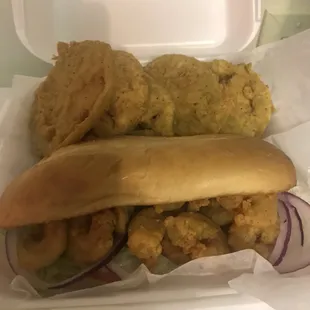 PoBoy &amp; fries green tomatoes