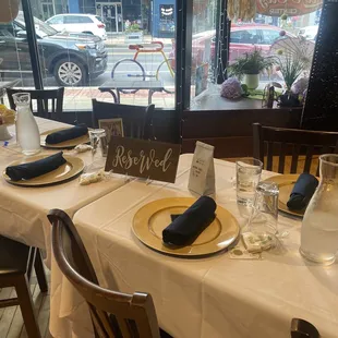 Reserved table set for the bridesmaids