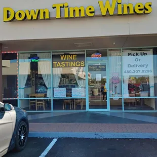 a car parked in front of the store