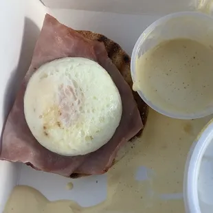 Slice of sandwich meat. Also not a poached egg. We made two puke stops on the 7 hour drive after.