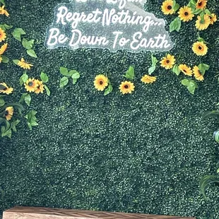 sunflowers and a chalk board