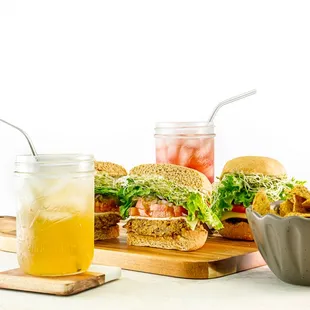 burgers, drink