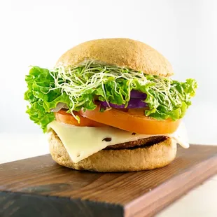 a sandwich on a cutting board