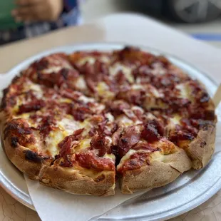 a pizza on a plate