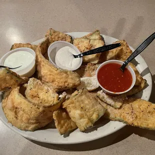 Fried zucchini is exactly that.  The star of the order.  Don't forget to ask for all 3 sauces;