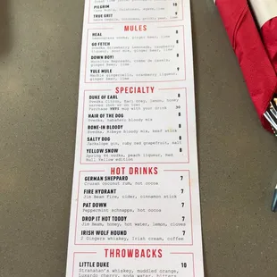 Cocktail menu!