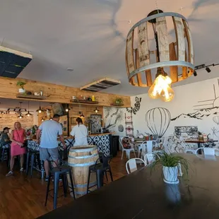  a view of the bar and dining area
