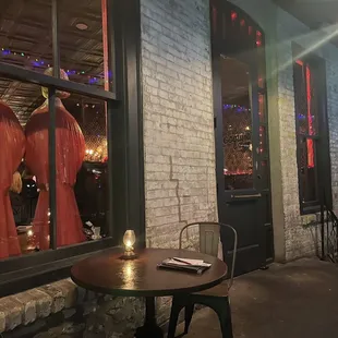 Views of the front door and the steps leading up to the Tavern