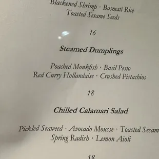 Tonight&apos;s Specials Menu