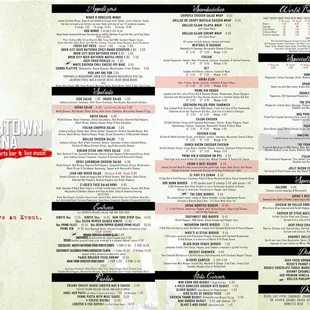 the menu of the restaurant