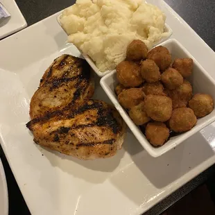 Grilled Chicken, Mashed Potatoes and Fried Okra