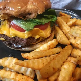 Double Cheese Burger with fries.  YUM!