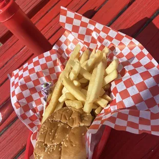 Burger with fries