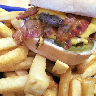 Double Sow N' Cow Cheeseburger.