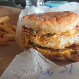 Double farm with egg and cheese. Sorry I ate all the fries on the way home. Yum!