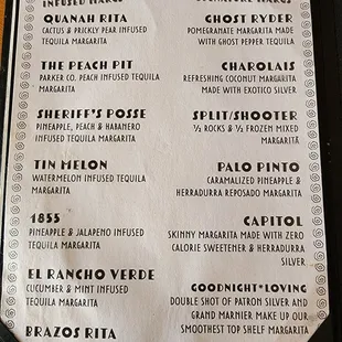 Margarita menu. Who can decide? So many yummy choices. Wow.