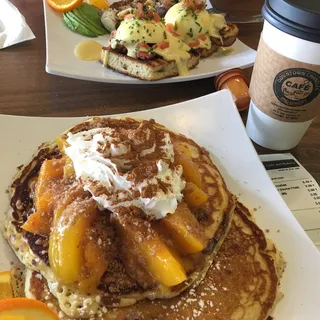 Peach Cobbler Pancakes Breakfast