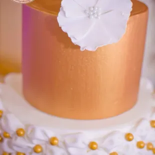 a close up of a wedding cake