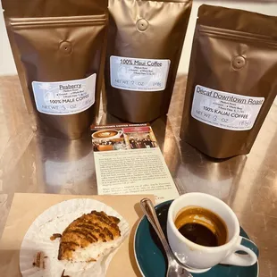 Downtown Coffee. Enjoying a doppio and coconut macaroon after purchasing some fresh-roasted beans.