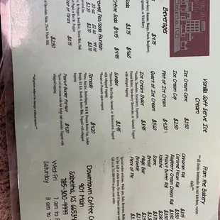 menu
