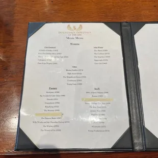 Movie menu