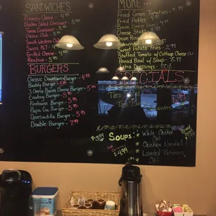 a menu on a blackboard
