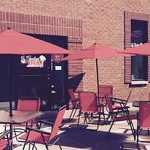 tables and umbrellas