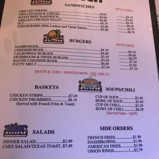 Lunch menu