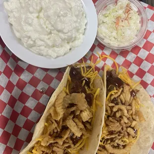 Brisket Tacos with cottage cheese