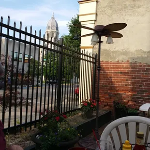 a man sitting at a table outside