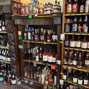shelves of liquor