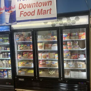 a display of frozen food