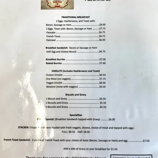 Breakfast Menu