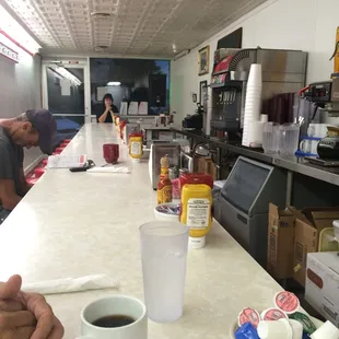 Long long counter. Fun talking with the locals.