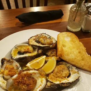 Charbroiled oyster with buttered toast